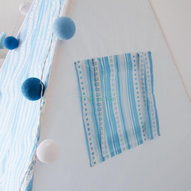 Большой вигвам Blue Stripes с окном и карманом, Арт. vv011008 Большой вигвам Blue Stripes с окном и карманом, Арт. vv011008