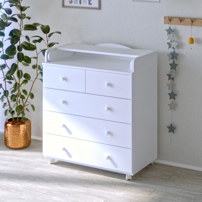 Комод Gustav 805 (Орион) ЛДСП, белый, 5 ящиков Комод Gustav 805 (Орион) ЛДСП, белый, 5 ящиков