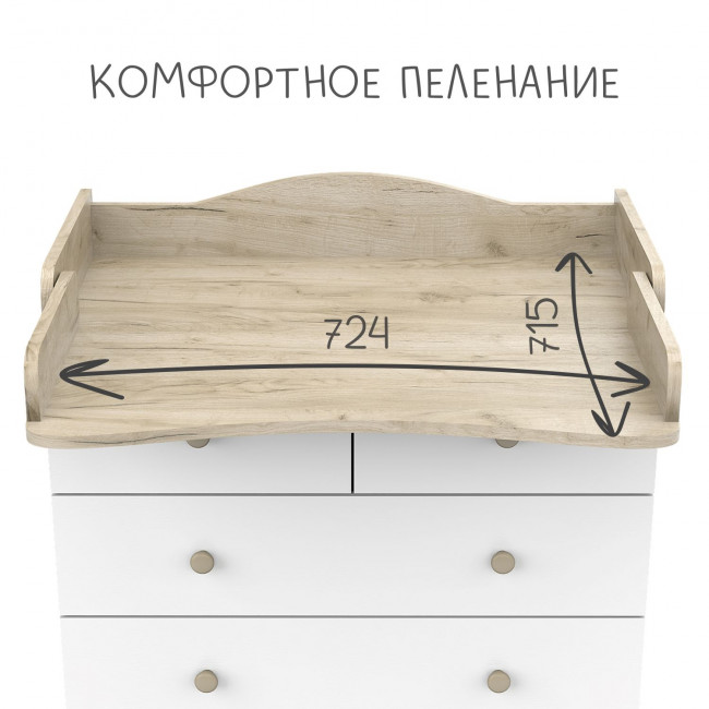 Комод Gustav 805 (Орион) ЛДСП, дуб крафт серый-белый, 5 ящиков Комод Gustav 805 (Орион) ЛДСП, дуб крафт серый-белый, 5 ящиков